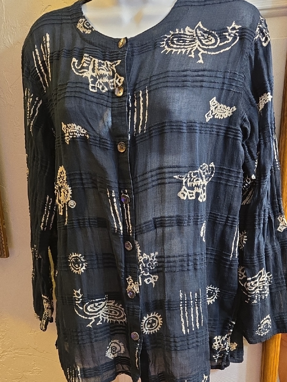 Chico's Design Navy Top with White Trim